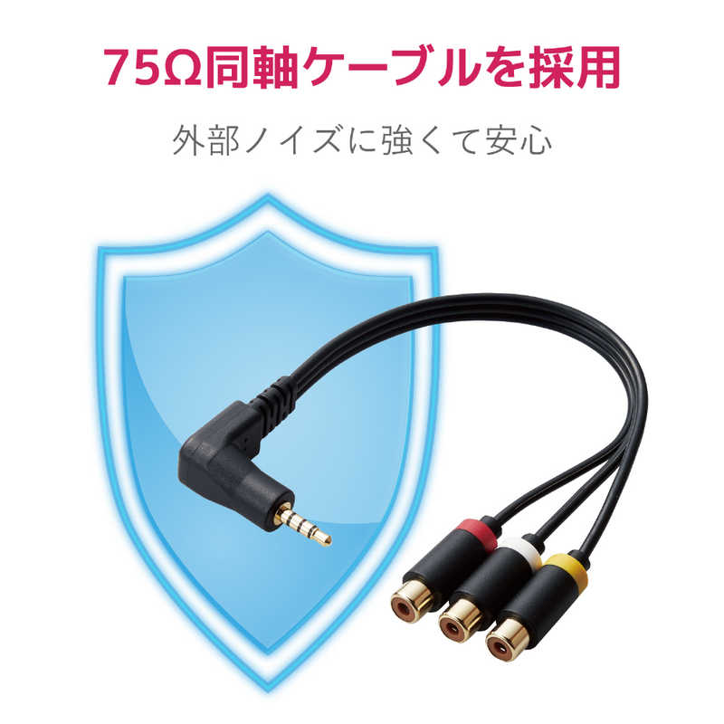 エレコム　ELECOM エレコム　ELECOM AV売場 映像ケーブル φ3.5(4極)-RCAメス変換 L字 0.15m ブラック DH-MLWRYF015BK DH-MLWRYF015BK