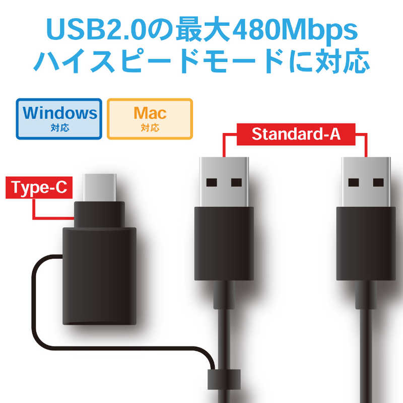 エレコム　ELECOM エレコム　ELECOM USB-C＋USB-A ⇔ USB-Aケーブル [転送 /1.5m /USB2.0] パソコン間 Windows11、Mac対応 ブラック UC-TV5XBK UC-TV5XBK