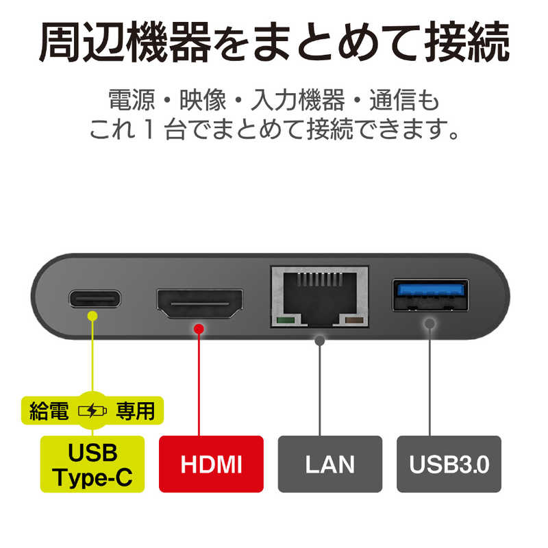 エレコム　ELECOM エレコム　ELECOM PD対応 HDMI1ポート LANポート 30cmケーブル ブラックPD60W対応 DST-C09BK ブラック DST-C09BK ブラック
