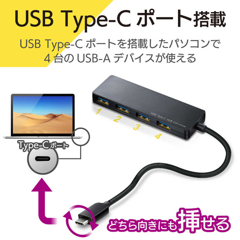 エレコム　ELECOM エレコム　ELECOM Type-C Aメス4ポート バスパワー 15cmケーブル U3HC-A429BXBK ブラック U3HC-A429BXBK ブラック