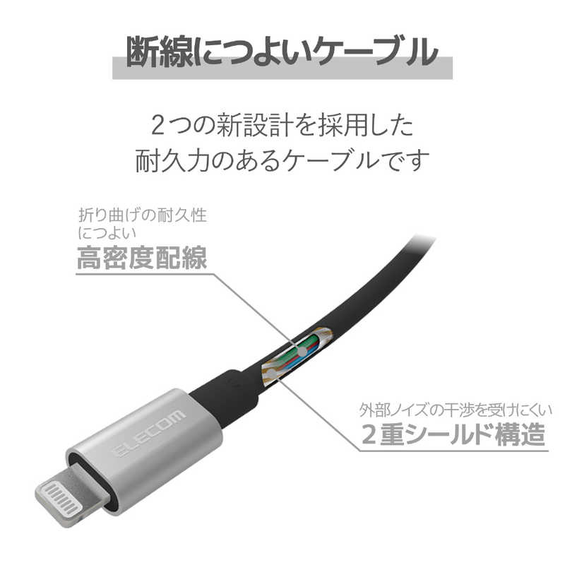 エレコム　ELECOM エレコム　ELECOM PD対応 USB C-Lightningケーブル 準高耐久 1.0m MPA-CLPS10GY MPA-CLPS10GY
