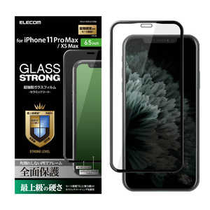 エレコム　ELECOM iPhone 11 Pro Max 6.5インチ対応 フルカバーガラスフィルム フレーム付 セラミックコート ブラック PM-A19DFLGFCRBK