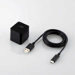 エレコム　ELECOM AC充電器 2.4A出力 USB-Aメス1ポート Type-Cケーブル同梱 ブラック MPA-ACC12BK