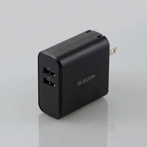 エレコム　ELECOM AC充電器 4.8A出力 USB-Aメス2ポート おまかせ充電搭載 MPA-ACU05BK ブラック