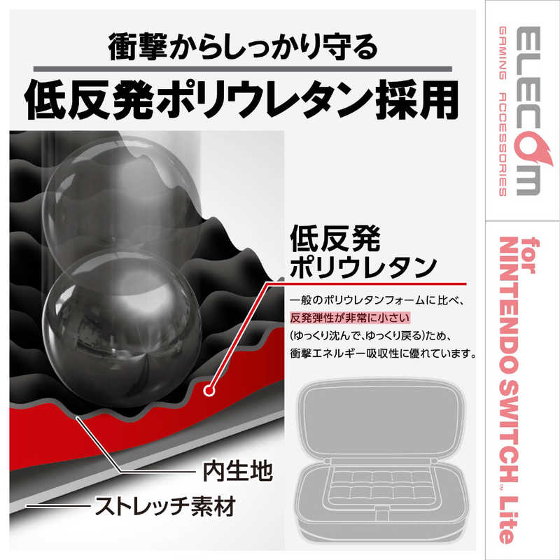 エレコム　ELECOM エレコム　ELECOM Nintendo Switch Lite専用 ZEROSHOCKソフトポーチ レッド GMNSLZSSPRD  