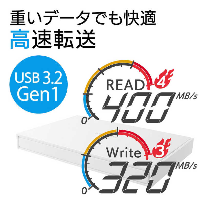 エレコム　ELECOM エレコム　ELECOM 外付ケSSD ポータブル USB3.1(Gen1)対応 1TB ESD-EJ1000GWH ホワイト ESD-EJ1000GWH ホワイト