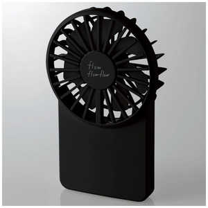 エレコム　ELECOM USB扇風機 充電可能 薄型ハンディ ネックストラップ付　ブラック FAN-U202BK