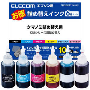 エレコム　ELECOM 詰め替えインク エプソン:KUI-6CL対応 6色セット(4回分) THE-KUIKIT