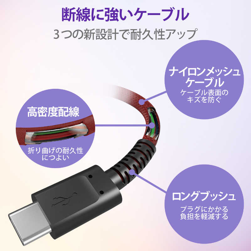 エレコム　ELECOM エレコム　ELECOM USB(C-C) 高耐久 Power Delivery対応 0.3m レッド MPA-CCS03PNRD MPA-CCS03PNRD