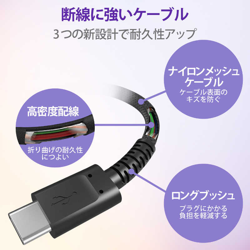 エレコム　ELECOM エレコム　ELECOM USB(C-C) 高耐久 Power Delivery対応 1.2m ブラック MPA-CCS12PNBK MPA-CCS12PNBK