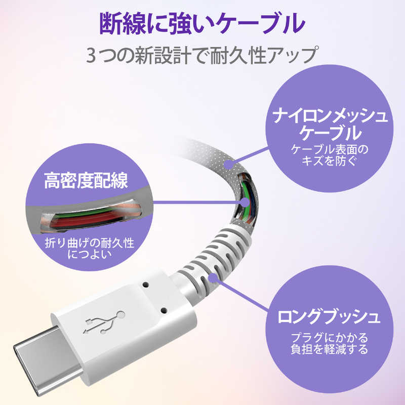 エレコム　ELECOM エレコム　ELECOM USB(C-C) 高耐久 Power Delivery対応 1.2m ホワイト MPA-CCS12PNWH MPA-CCS12PNWH