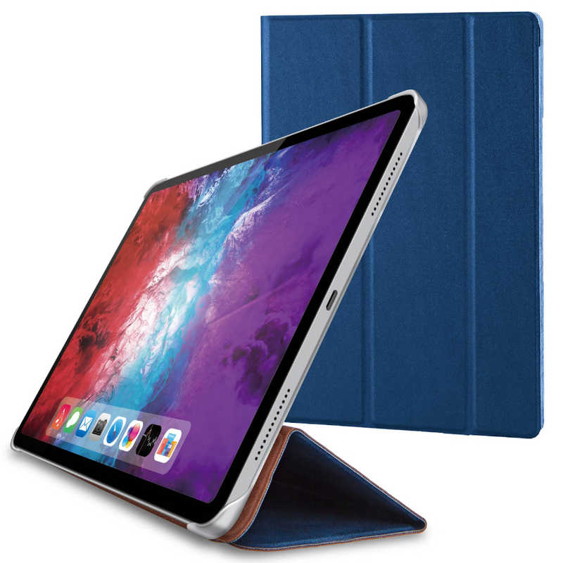 エレコム　ELECOM エレコム　ELECOM iPad 2020 春モデル Mサイズ フラップケース 背面クリア ソフトレザー 2アングル スリープ対応 TB-A20PMWVNV ネイビｰ TB-A20PMWVNV ネイビｰ
