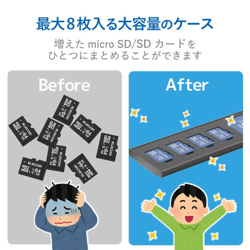 エレコム　ELECOM エレコム　ELECOM メモリカードケース SD+microSD アルミタイプ スライドオープン式 Mサイズ CMC-SDCAL01BK CMC-SDCAL01BK