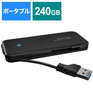 エレコム　ELECOM 【アウトレット】外付SSD ﾎﾟｰﾀﾌﾞﾙ ｹｰﾌﾞﾙ収納 240GB ﾃﾞｰﾀ復旧ｻｰﾋﾞｽ付　ﾌﾞﾗｯｸ ESD-EC0240GBKR