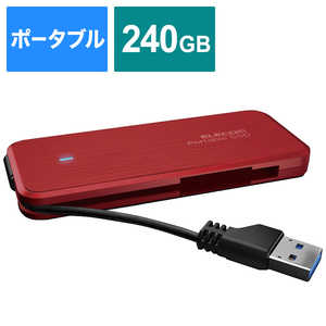 エレコム　ELECOM 【アウトレット】外付SSD ﾎﾟｰﾀﾌﾞﾙ ｹｰﾌﾞﾙ収納 240GB ﾃﾞｰﾀ復旧ｻｰﾋﾞｽ付　ﾚｯﾄﾞ ESD-EC0240GRDR