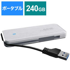 エレコム　ELECOM 【アウトレット】外付SSD ﾎﾟｰﾀﾌﾞﾙ ｹｰﾌﾞﾙ収納 240GB ﾃﾞｰﾀ復旧ｻｰﾋﾞｽ付　ﾎﾜｲﾄ ESD-EC0240GWHR