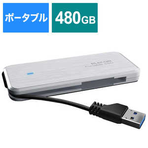 エレコム　ELECOM 外付SSD ﾎﾟｰﾀﾌﾞﾙ ｹｰﾌﾞﾙ収納 480GB ﾃﾞｰﾀ復旧ｻｰﾋﾞｽ付　ﾎﾜｲﾄ ESD-EC0480GWHR