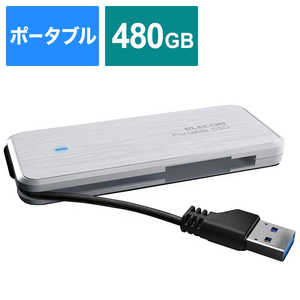エレコム　ELECOM 【アウトレット】外付SSD ﾎﾟｰﾀﾌﾞﾙ ｹｰﾌﾞﾙ収納 480GB ﾃﾞｰﾀ復旧ｻｰﾋﾞｽ付　ﾎﾜｲﾄ ESD-EC0480GWHR