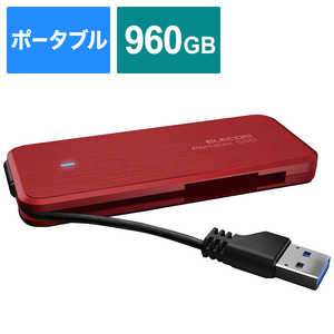 エレコム　ELECOM 外付けSSD レッド [ポｰタブル型 /960GB] ESD-EC0960GRDR