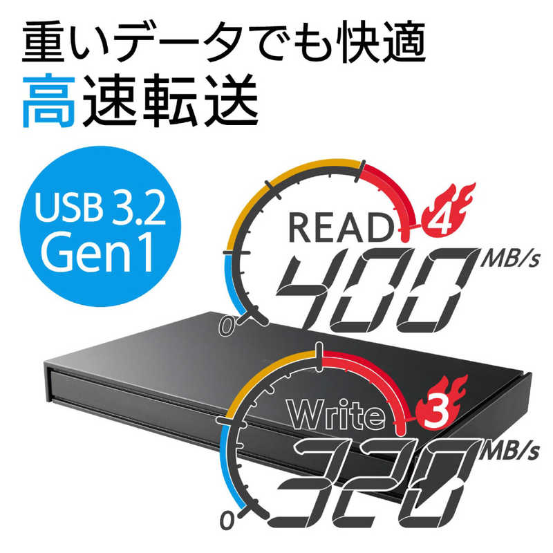 エレコム　ELECOM エレコム　ELECOM 外付けSSD USB-A接続 (PS4対応) ブラック [ポータブル型/500GB] ESD-EJ0500GBKR ESD-EJ0500GBKR