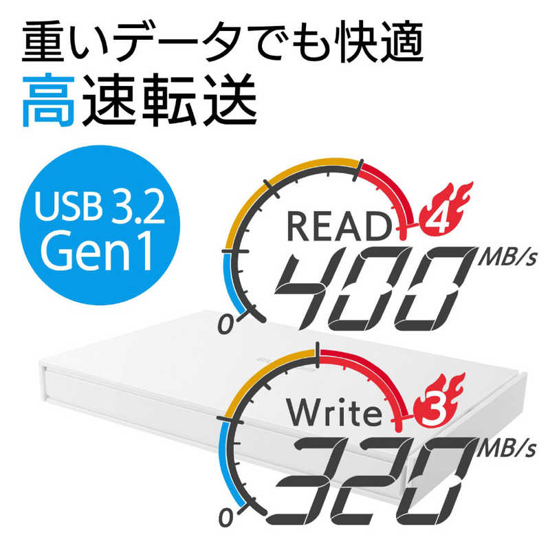 エレコム　ELECOM エレコム　ELECOM 外付けSSD USB-A接続 (PS4対応) ホワイト [ポータブル型/1TB] ESD-EJ1000GWHR ESD-EJ1000GWHR