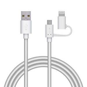 エレコム ELECOM スマートフォン用USBケーブル 2in1 microUSB+Lightning 1.2m ホワイト MPA-AMBLAD12WH エレコム ELECOM スマートフォン用USBケーブル 2in1 microUSB+Lightning 1.2m ホワイト MPA-AMBLAD12WH