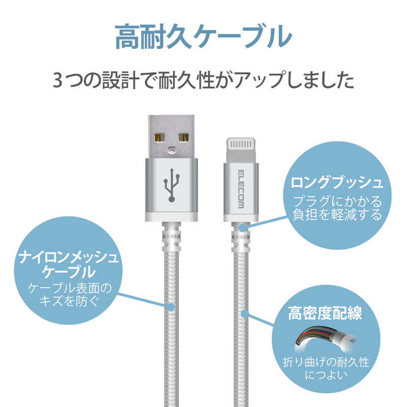 未使用品 エレコム Lightningケーブル 高耐久 2.0m ホワイト MPA-UALS20WH bajoelarbol.pe