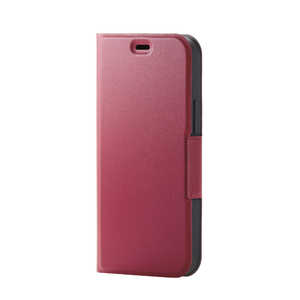 エレコム　ELECOM iPhone 12 mini 5.4インチ対応 レザーケース 手帳型 UltraSlim 薄型 磁石付き レッド PM-A20APLFURD