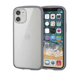 エレコム　ELECOM iPhone 12 mini 5.4インチ対応 ハイブリッドケース TOUGH SLIM LITE フレームカラー グレー PM-A20ATSLFCGY