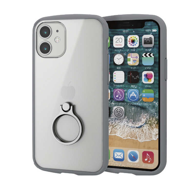 エレコム　ELECOM エレコム　ELECOM iPhone 12 mini 5.4インチ対応 ハイブリッドケース TOUGH SLIM LITE フレームカラー リング付き グレー PM-A20ATSLFCRGY PM-A20ATSLFCRGY