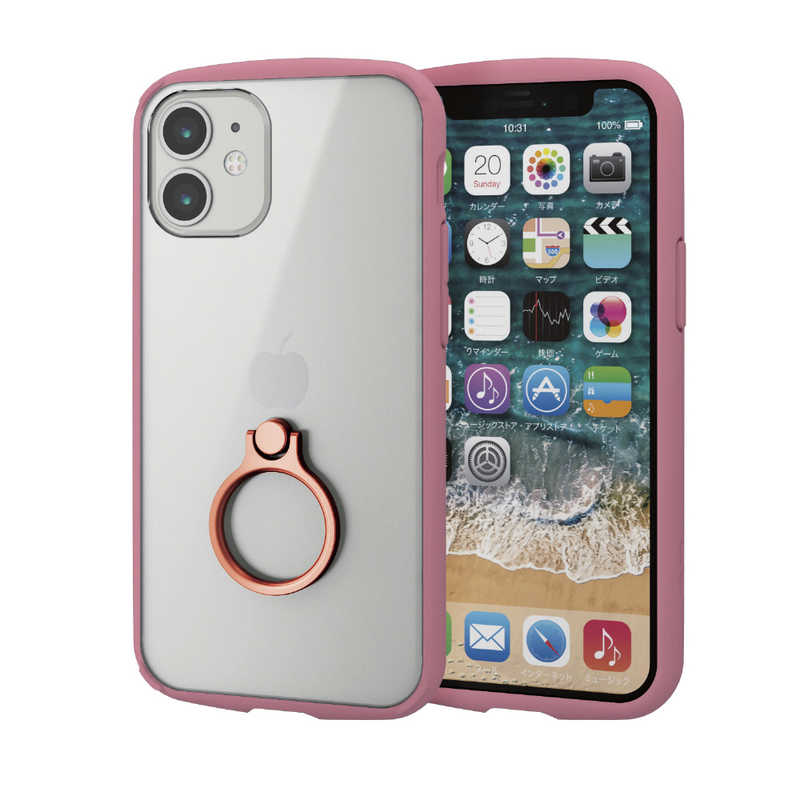 エレコム　ELECOM エレコム　ELECOM iPhone 12 mini 5.4インチ対応 ハイブリッドケース TOUGH SLIM LITE フレームカラー リング付き ピンク PM-A20ATSLFCRPN PM-A20ATSLFCRPN