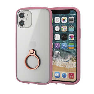 エレコム　ELECOM iPhone 12 mini 5.4インチ対応 ハイブリッドケース TOUGH SLIM LITE フレームカラー リング付き ピンク PM-A20ATSLFCRPN
