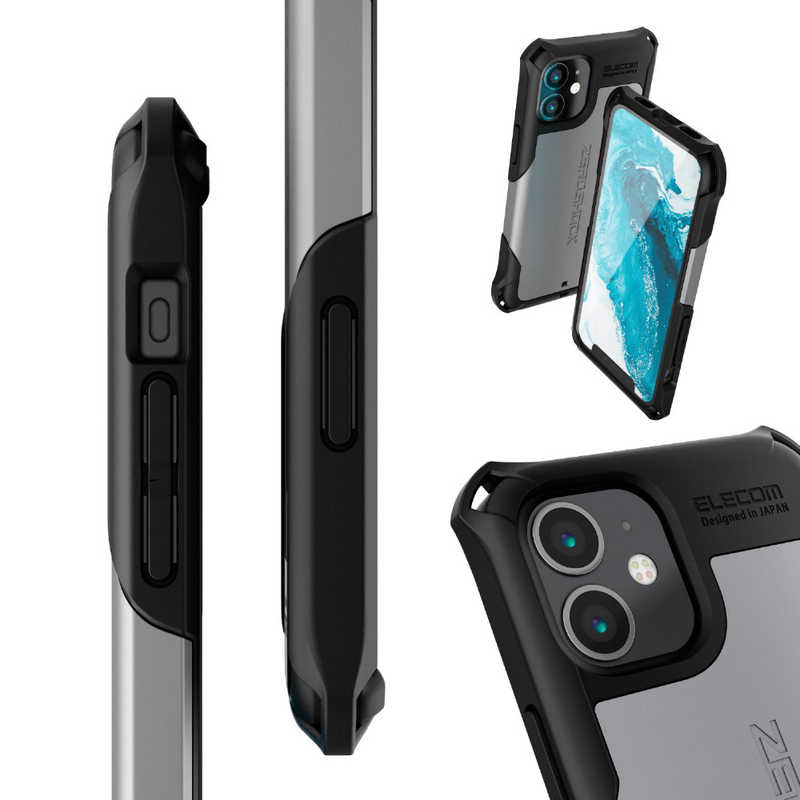 エレコム　ELECOM エレコム　ELECOM iPhone 12 mini 5.4インチ対応 ハイブリッドケース ZEROSHOCK シルバー PM-A20AZEROSV PM-A20AZEROSV
