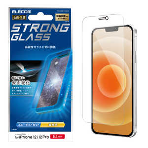 エレコム　ELECOM iPhone 12 12 Pro 6.1インチ対応 ガラスフィルム セラミックコート 0.33mm 防塵プレート ブルーライトカット PM-A20BFLGGCBL