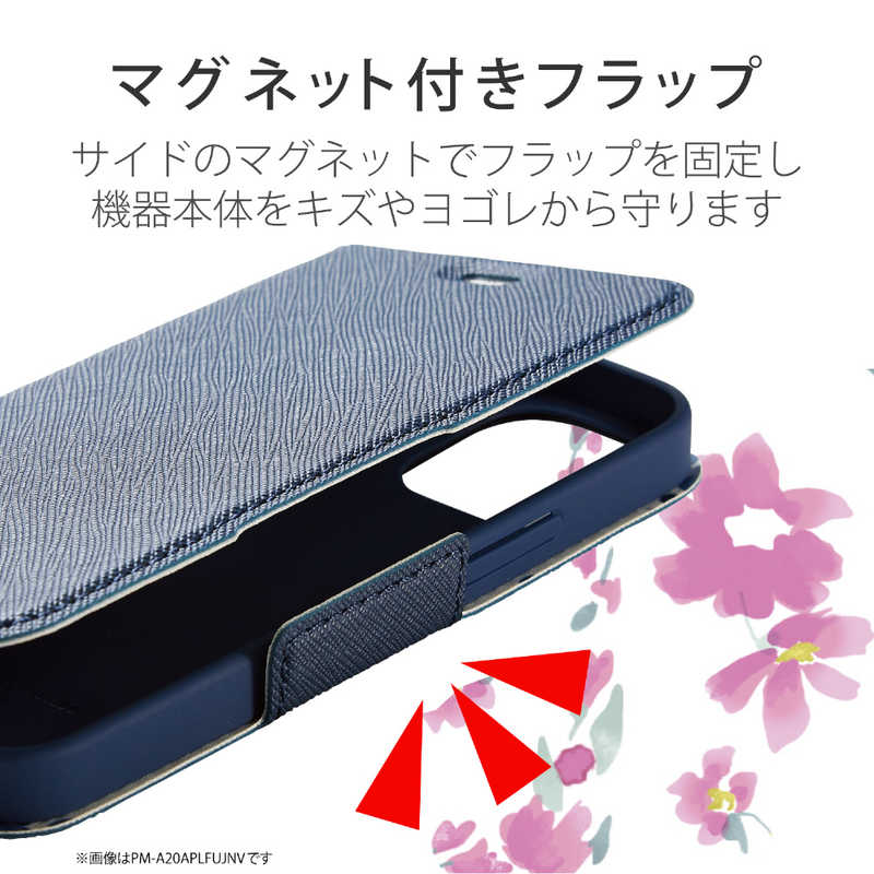 エレコム　ELECOM エレコム　ELECOM iPhone 12 12 Pro 6.1インチ対応 レザーケース 手帳型 UltraSlim Flowers 薄型 磁石付き ディープピンク PM-A20BPLFUJPND PM-A20BPLFUJPND
