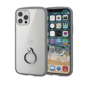 エレコム　ELECOM iPhone 12/12 Pro 6.1インチ対応 ハイブリッドケース TOUGH SLIM LITE フレームカラー リング付き グレー PM-A20BTSLFCRGY