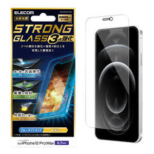 エレコム　ELECOM iPhone 12 Pro Max 6.7インチ対応 ガラスフィルム 超強化 エッジ強化 セラミックコート 0.21mm 防塵プレート ブルーライトカット PM-A20CFLGTCBL