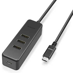 エレコム ELECOM USB-C → USB-C+USB-A 変換ハブ ブラック [USB Power Delivery対応 /USB2.0対応 /4ポート /バス & セルフパワー] U2HC-T431PBK