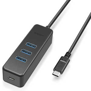 エレコム　ELECOM USB-C → USB-C+USB-A 変換ハブ ブラック [USB Power Delivery対応 /USB3.1対応 /4ポｰト /バス&セルフパワｰ] U3HC-T431P5BK