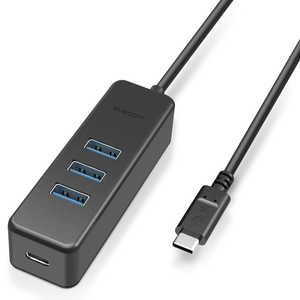 エレコム ELECOM USB-C → USB-C+USB-A 変換ハブ ブラック [USB Power Delivery対応 /USB3.1対応 /4ポート /バス & セルフパワー] U3HC-T431P5BK