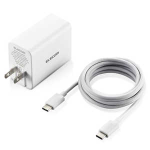 エレコム　ELECOM AC-USB充電器+USB-C⇔USB-Cケーブル ノートPC タブレット対応 60W 1ポート  ホワイト ACDC-PD1460WH