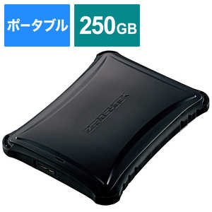 エレコム ELECOM 外付ケSSD/ポータブル/USB3.2(Gen1)対応/ZEROSHOCK/250GB/ブラック ブラック ESDZSA0250GBK