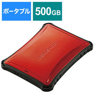 エレコム ELECOM 外付ケSSD/ポータブル/USB3.2(Gen1)対応/ZEROSHOCK/500GB/レッド レッド ESDZSA0500GRD