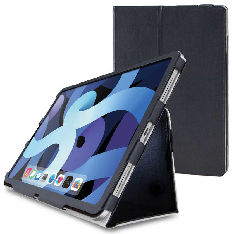 エレコム　ELECOM エレコム　ELECOM 10.9インチ iPad Air(第4世代)用 レザーケース フラップ 2アングル 軽量 ブラック TB-A20MPLFBK TB-A20MPLFBK