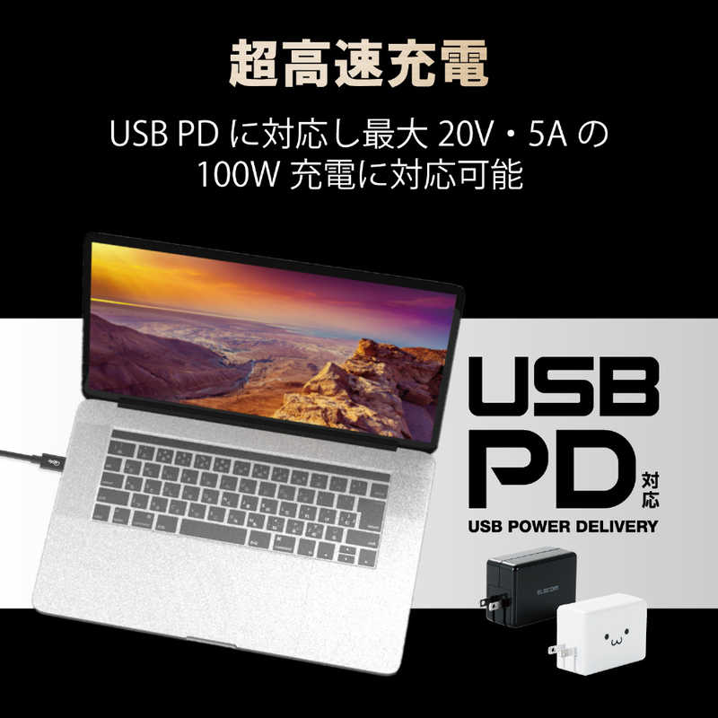 エレコム　ELECOM エレコム　ELECOM USB4ケーブル/C-Cタイプ/認証品/PD対応/40Gbps/0.8m/ブラック USB4-CC5P08BK USB4-CC5P08BK