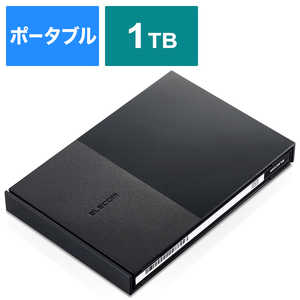 쥳 ELECOM դHDD USB-A³ ƥϿ Windows11б ֥å [1TB /ݡ֥뷿] ELP-GTV010UBK