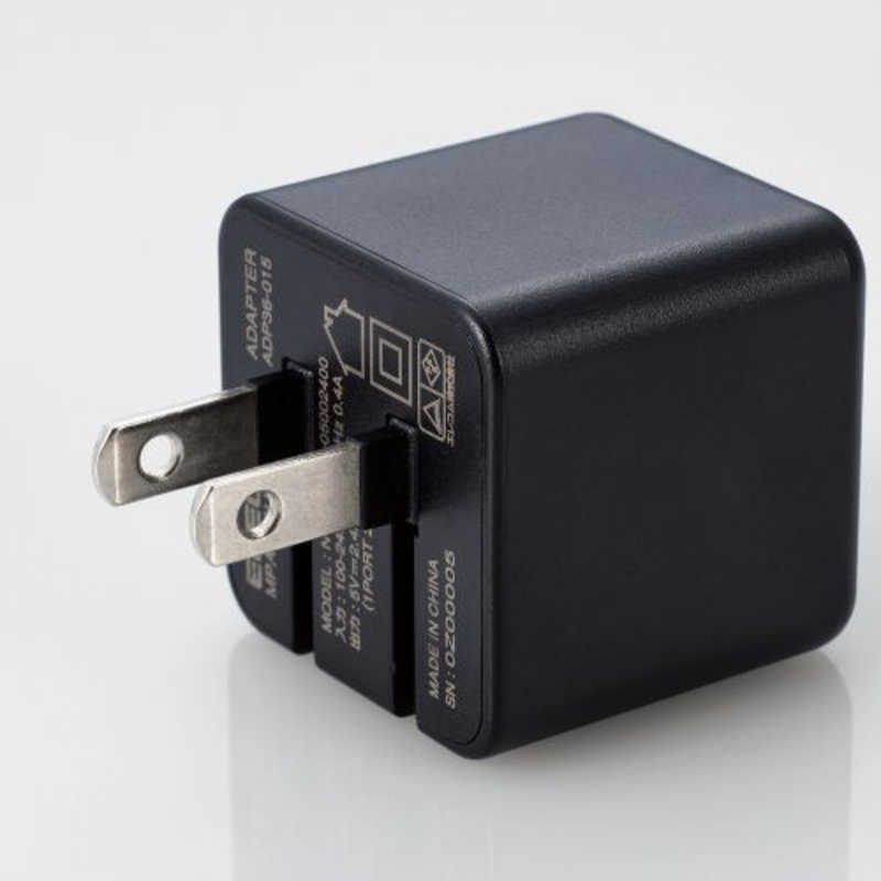 エレコム　ELECOM エレコム　ELECOM AC充電器 スマホ･タブレット用 2.4A出力 USB-Aメス2ポート おまかせ充電搭載 キューブ型 ブラック MPA-ACU11BK MPA-ACU11BK