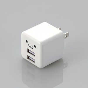 エレコム　ELECOM AC充電器 スマホ･タブレット用 2.4A出力 USB-Aメス2ポート おまかせ充電搭載 キューブ型 ホワイトフェイス MPA-ACU11WF