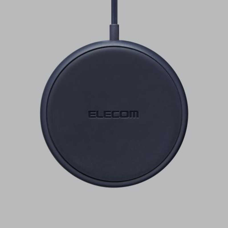 エレコム　ELECOM エレコム　ELECOM ワイヤレス充電器 Qi充電器 5W コンパクト 卓上 ケーブル一体 1m ネイビー W-QA16NV W-QA16NV