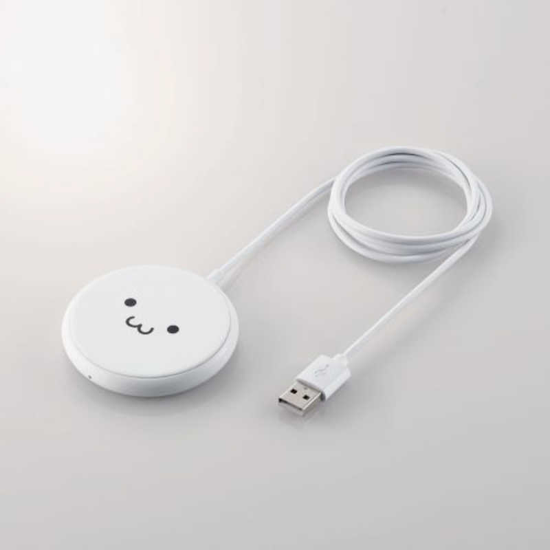 エレコム　ELECOM エレコム　ELECOM ワイヤレス充電器 Qi充電器 5W コンパクト 卓上 ケーブル一体 1m ホワイトフェイス W-QA16WF W-QA16WF